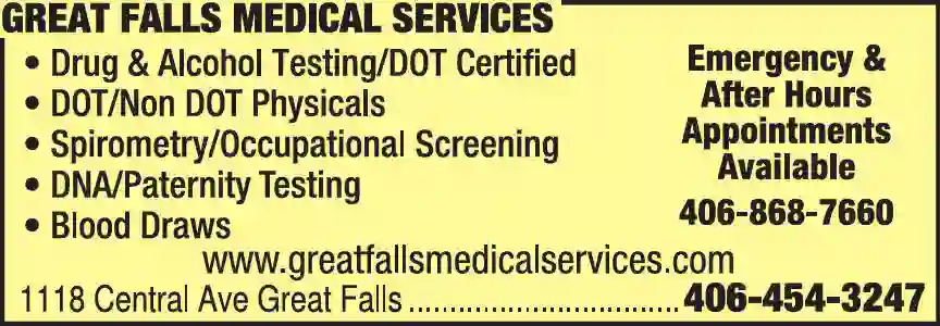 Drug Detection & Testing print ad for Great Falls Medical Services