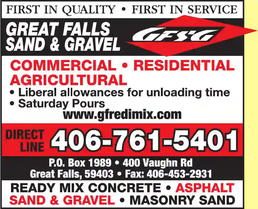 Sand & Gravel print ad for Great Falls Sand & Gravel