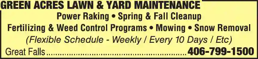 Lawn & Grounds Maintenance print ad for Green Acres Lawn & Yard Maintenance