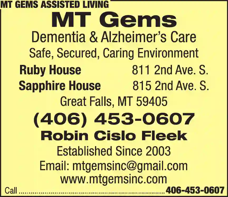 Alzheimers Care - Information & Treatment print ad for MT Gems Assisted Living