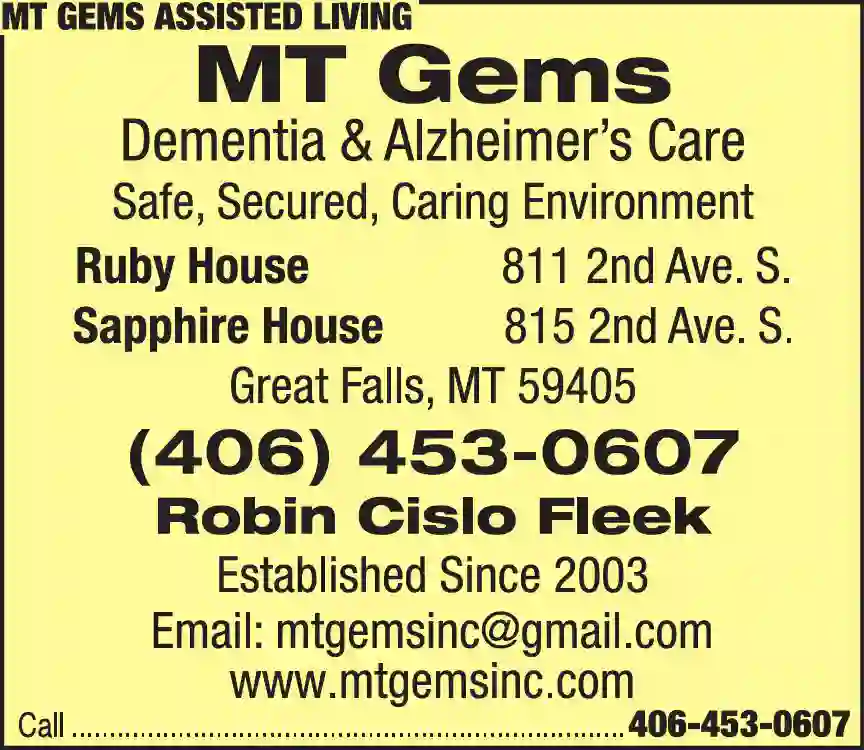 Assisted Living Facilities print ad for MT Gems Assisted Living