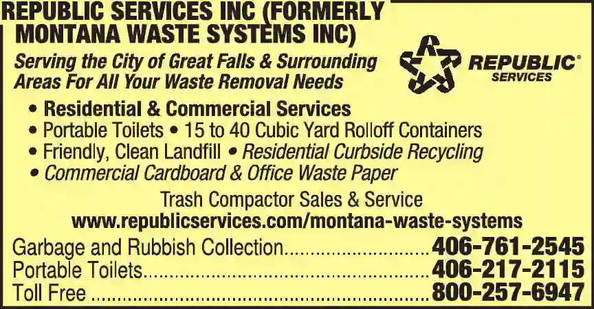Garbage & Rubbish Collection print ad for Republic Services Inc (Formerly Montana Waste Systems)