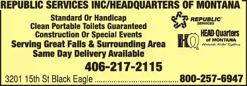Portable Toilets print ad for Republic Services Inc / Headquarters Of Montana