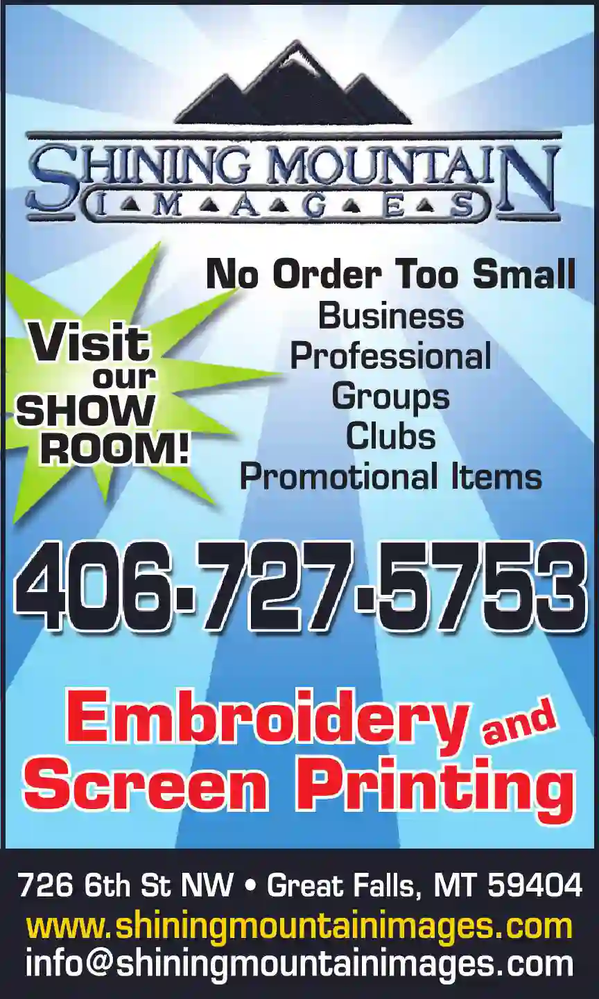 Embroidery print ad for Shining Mountain Images Inc