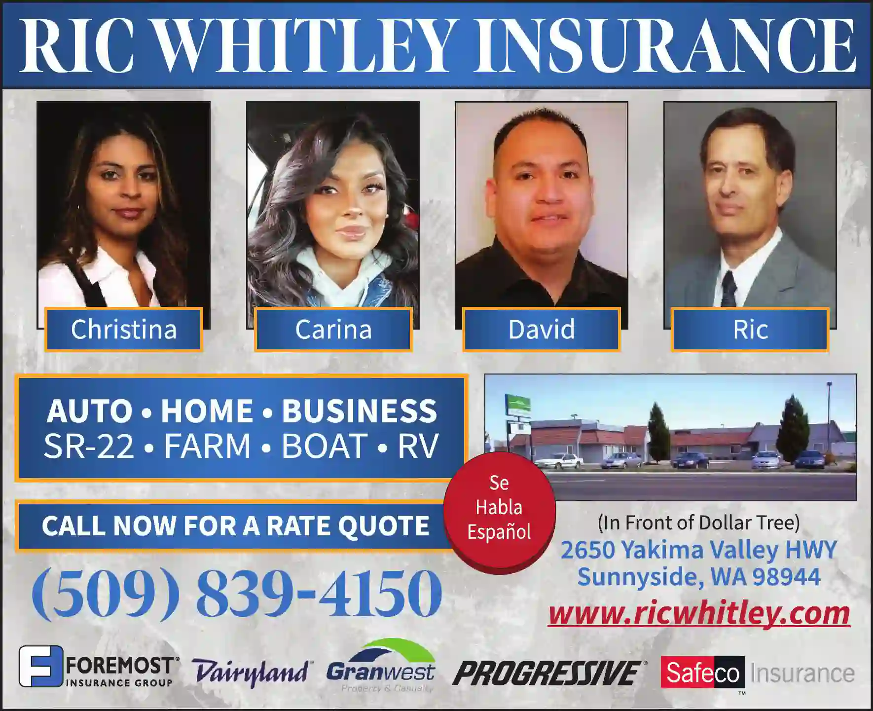 Insurance print ad for Whitley Ric Insurance