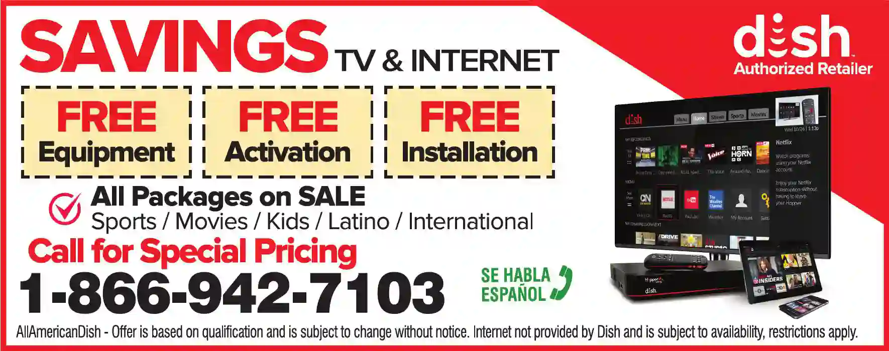 Satellite Equipment & Systems print ad for All American Dish