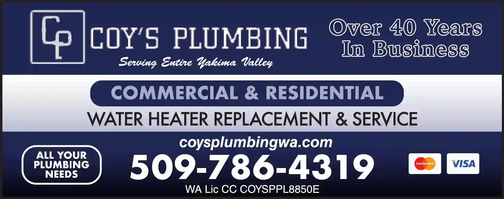 Water Heaters - Service & Repair print ad for Coy's Plumbing