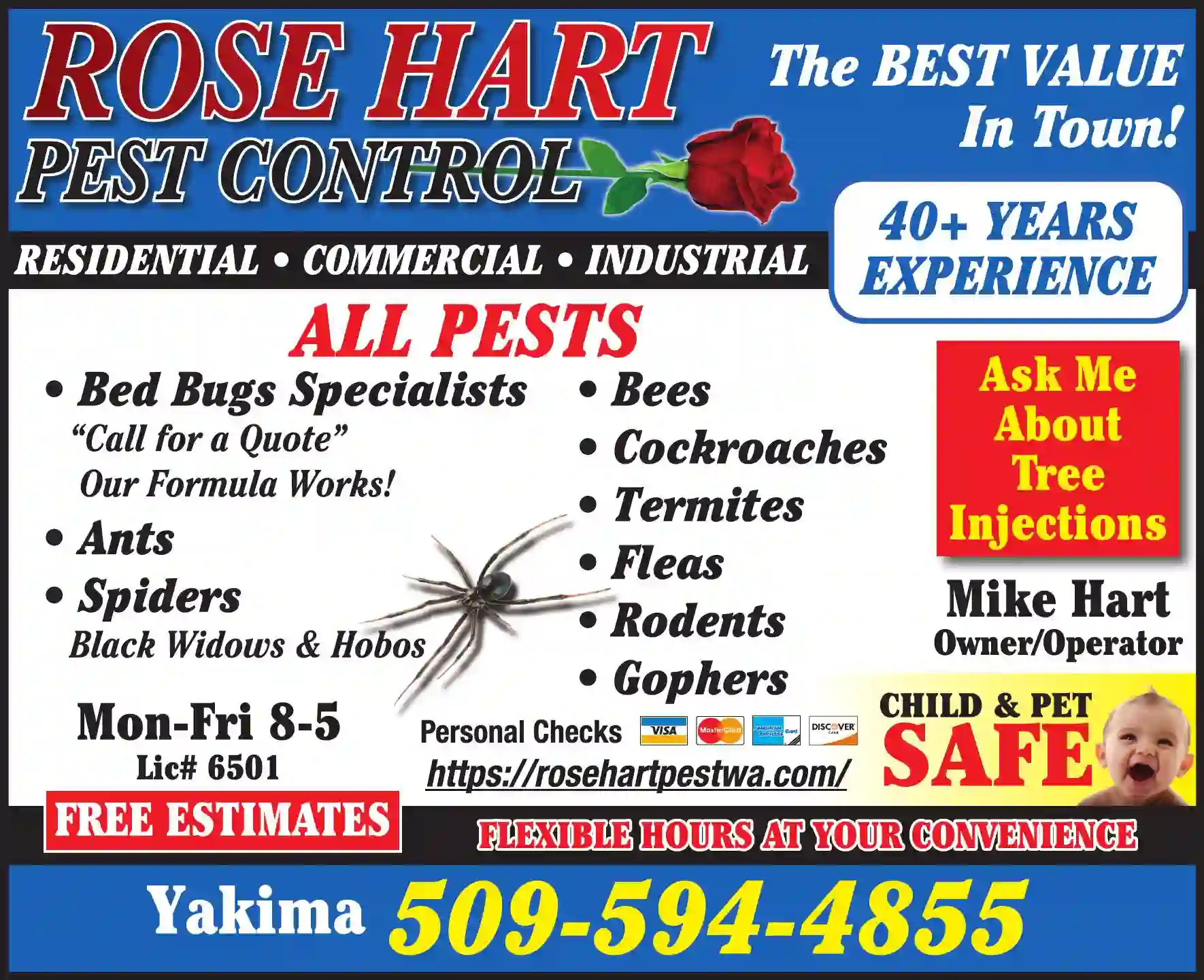 Pest Control Services print ad for Rose Hart Pest Control