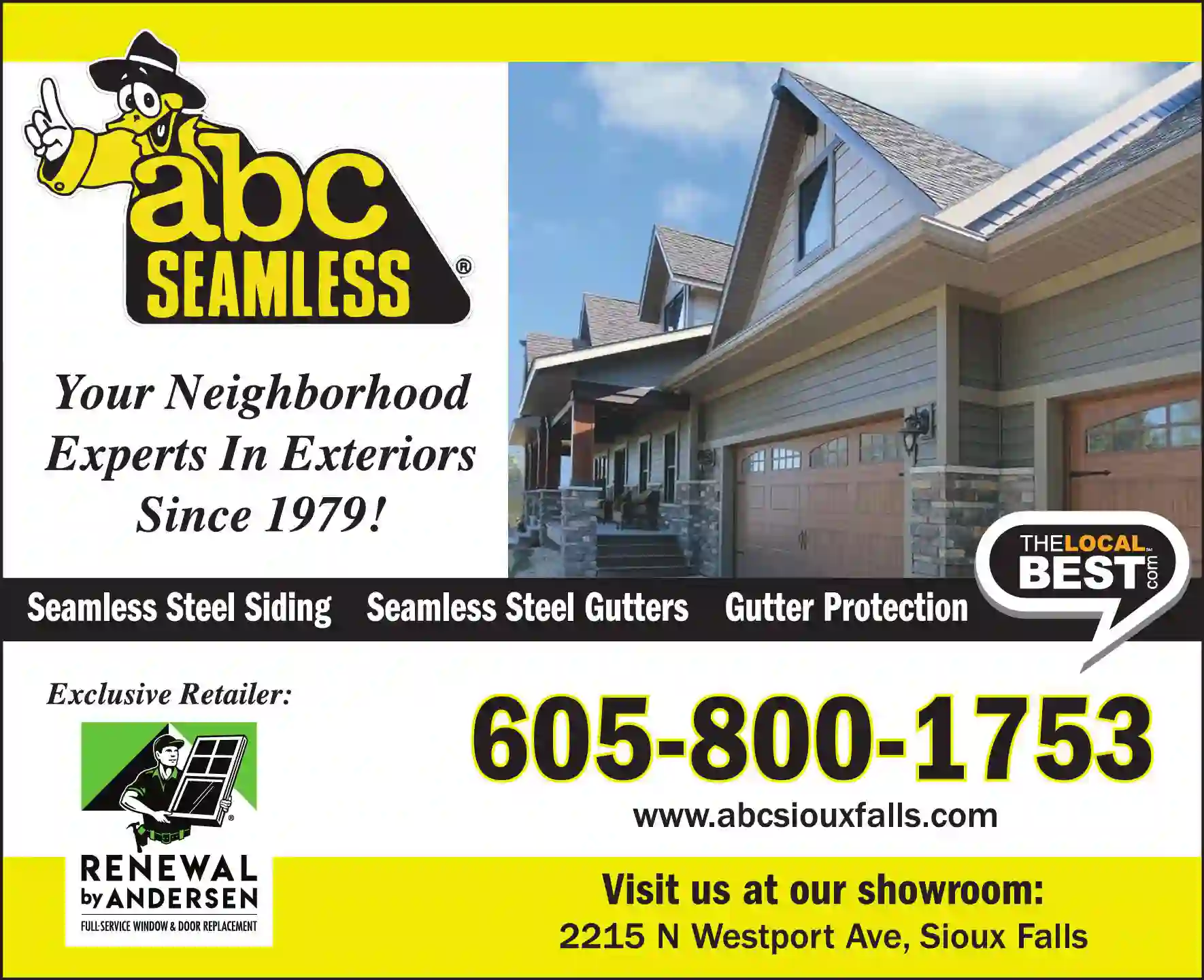 Siding Contractors print ad for ABC Seamless Sioux Falls