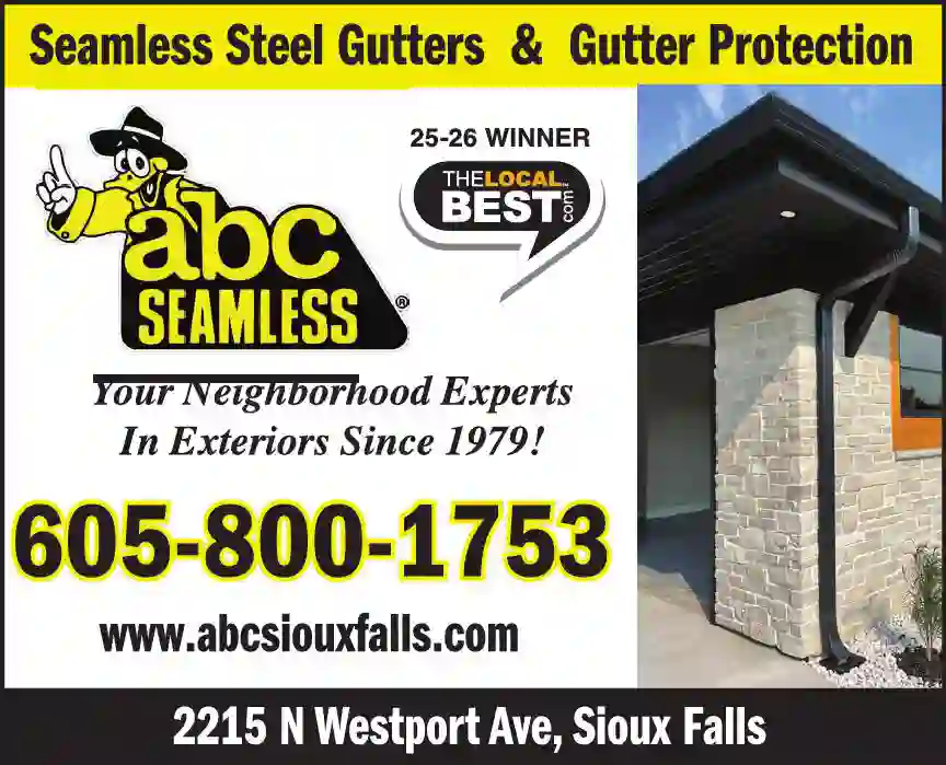 Gutters & Downspouts print ad for ABC Seamless Sioux Falls