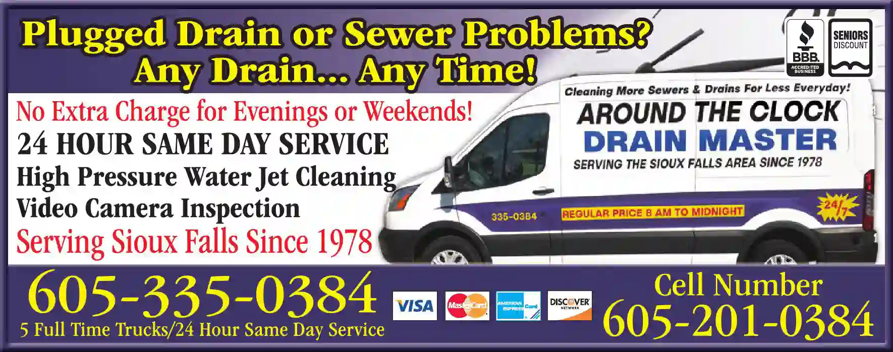 Plumbing Drains & Sewer Cleaning print ad for Around The Clock Drain Master LLC