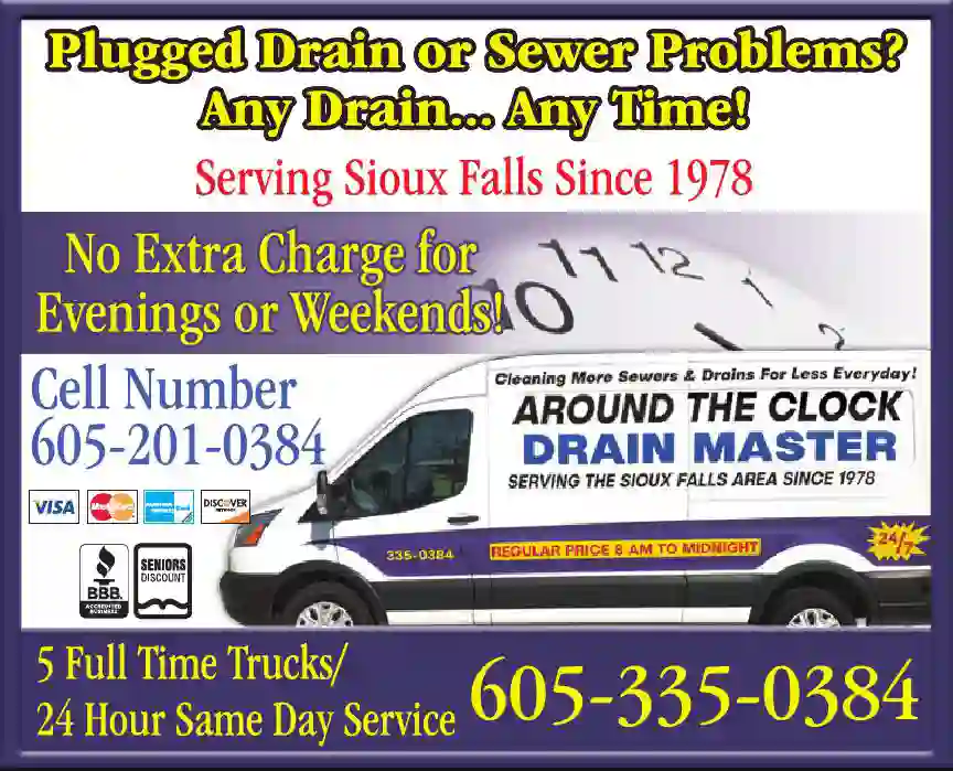 Drain Cleaning print ad for Around The Clock Drain Master LLC
