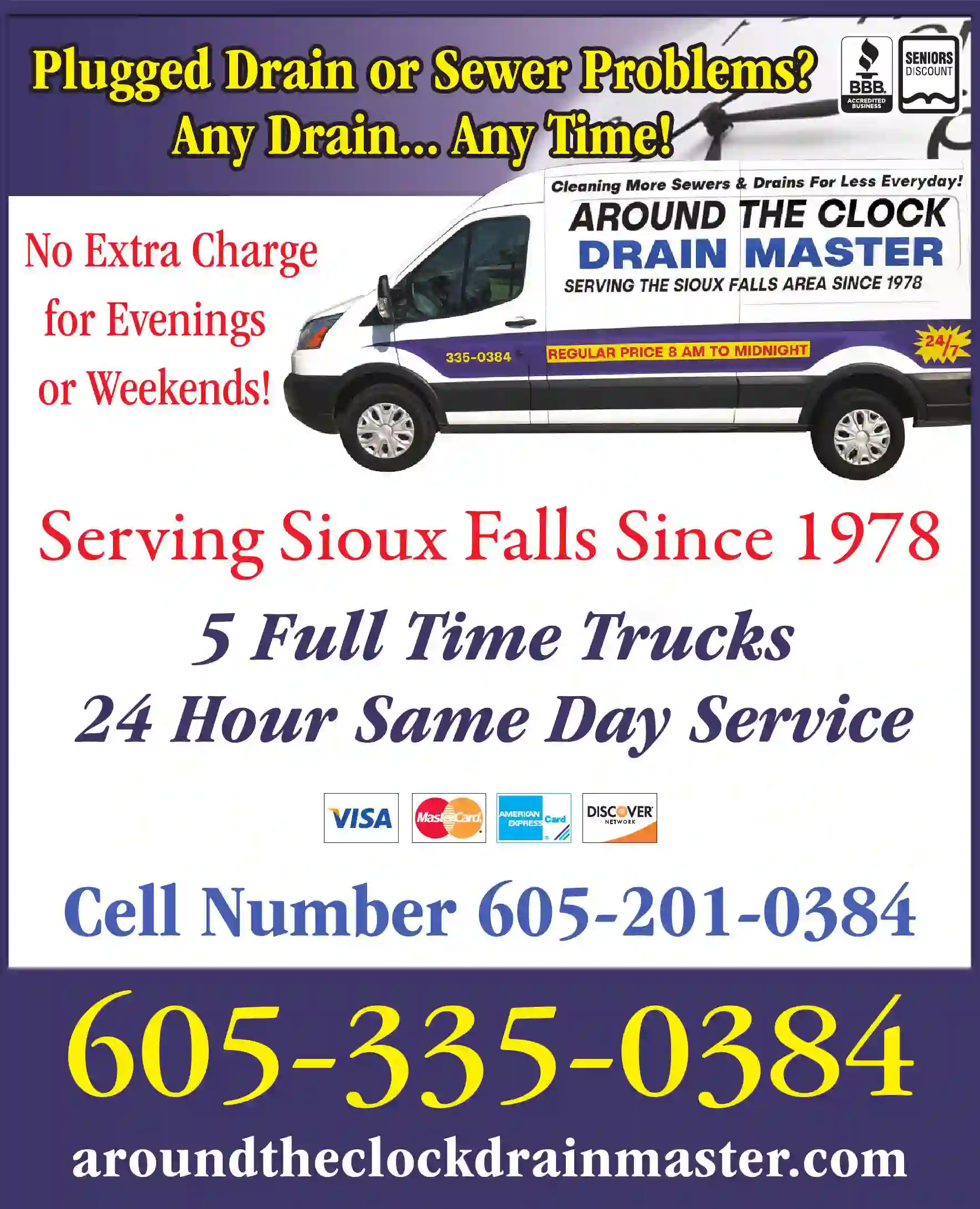 Plumbing Contractors print ad for Around The Clock Drain Master LLC
