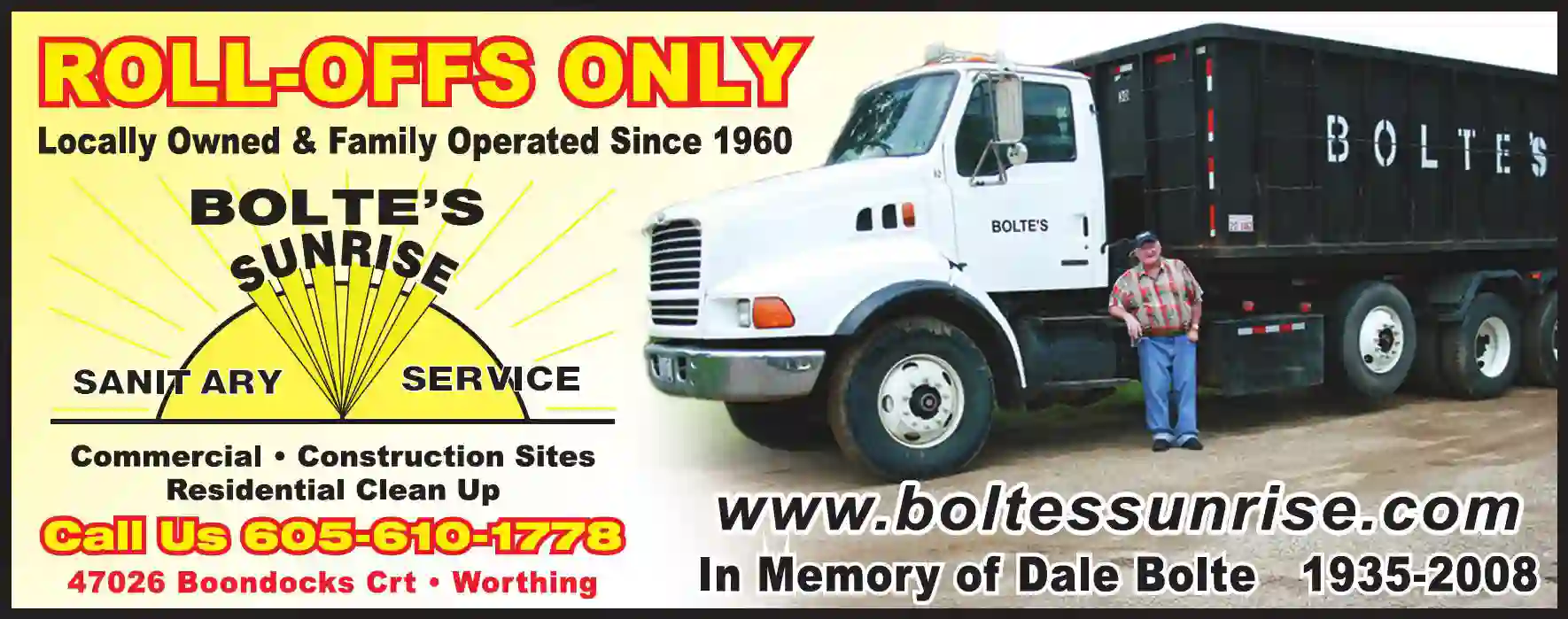 Garbage & Rubbish Collection print ad for Bolte's Sunrise Sanitary Service