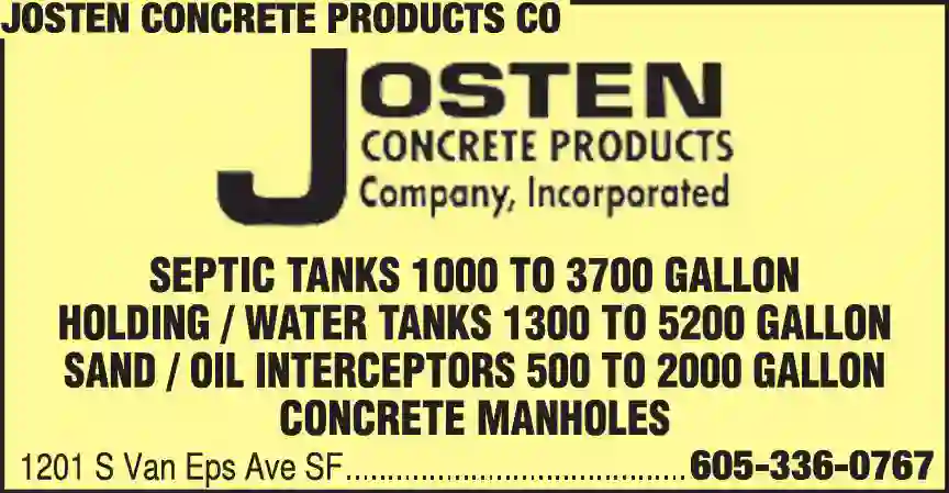 Septic Tanks & Systems - Contractors, Designers & Dealers print ad for Josten Concrete Products Co
