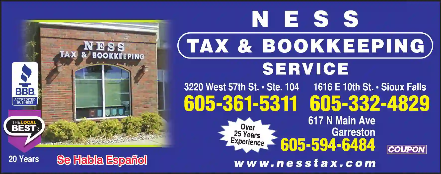 Tax Return Preparation print ad for Ness Tax & Bookkeeping Service