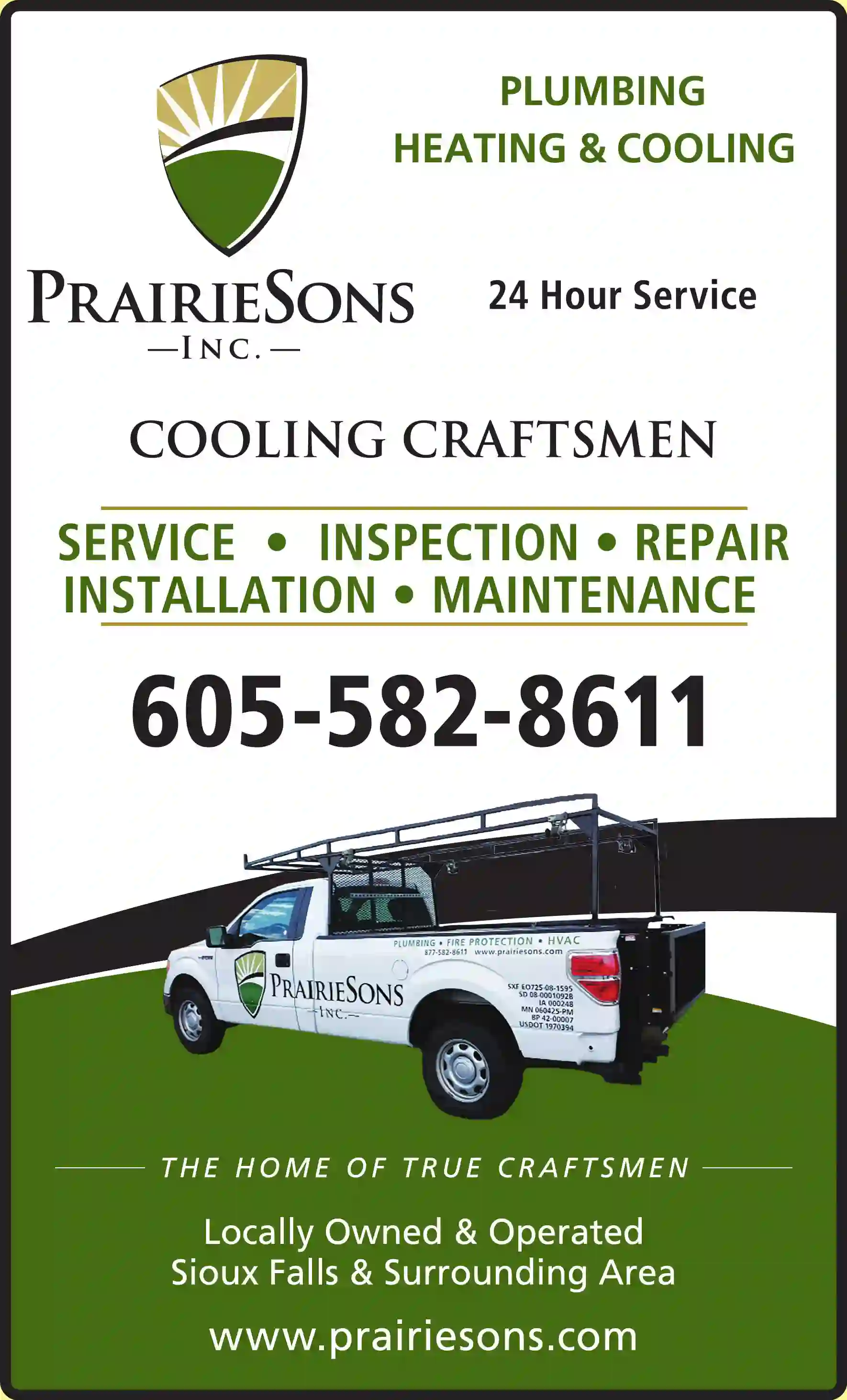 Air Conditioning - Contractors print ad for PrairieSons Inc