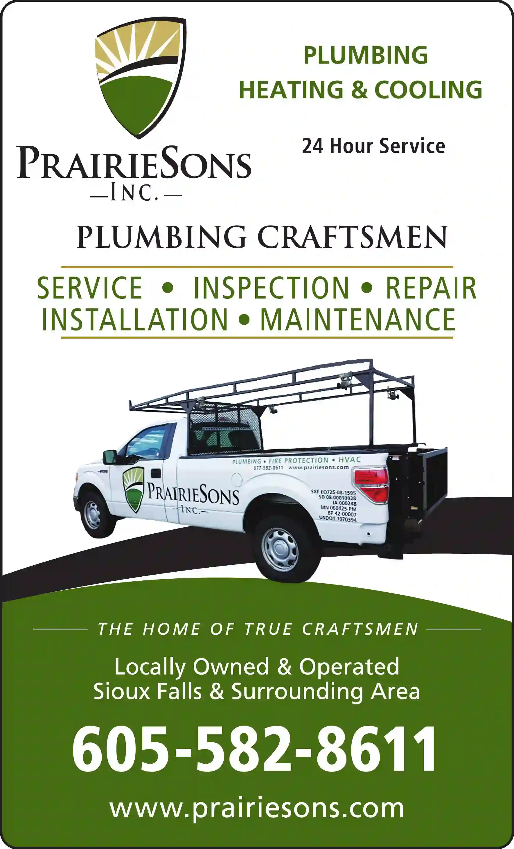 Plumbing Contractors print ad for PrairieSons Inc