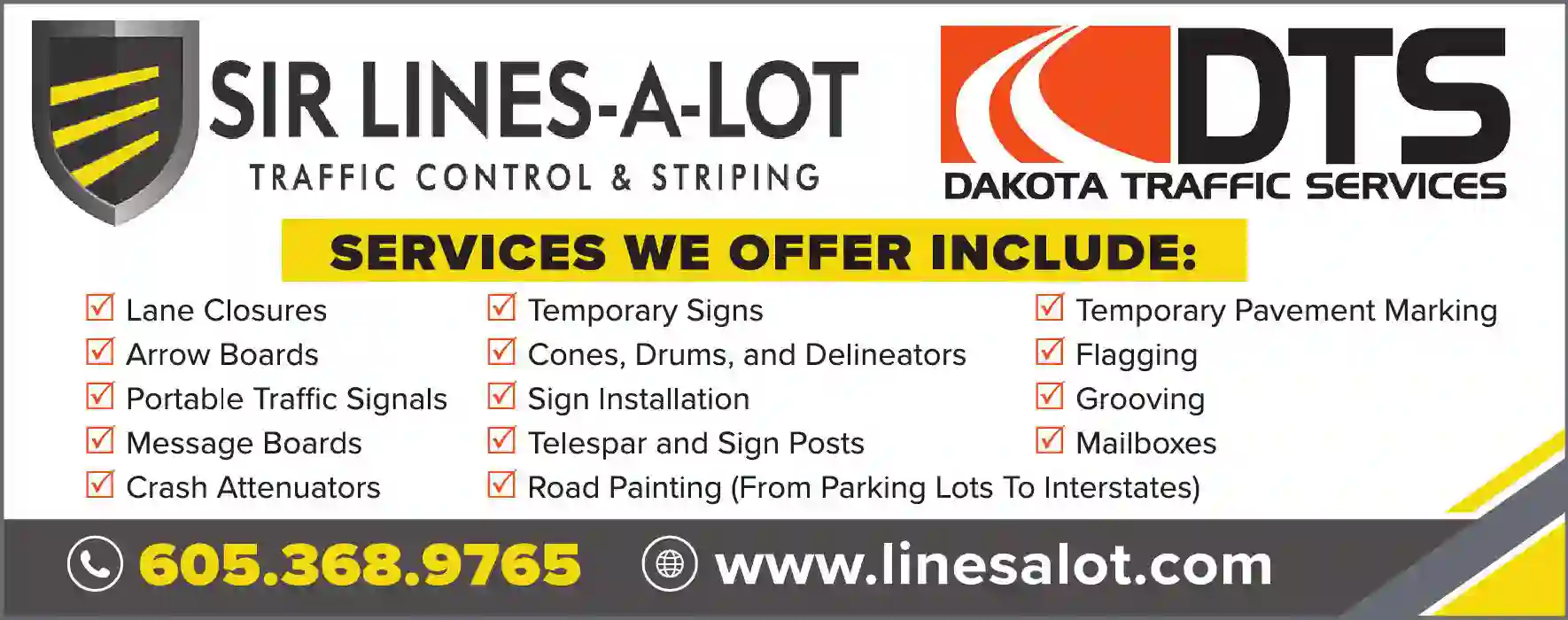 Traffic Signs, Signals & Equipment print ad for Sir Lines A Lot
