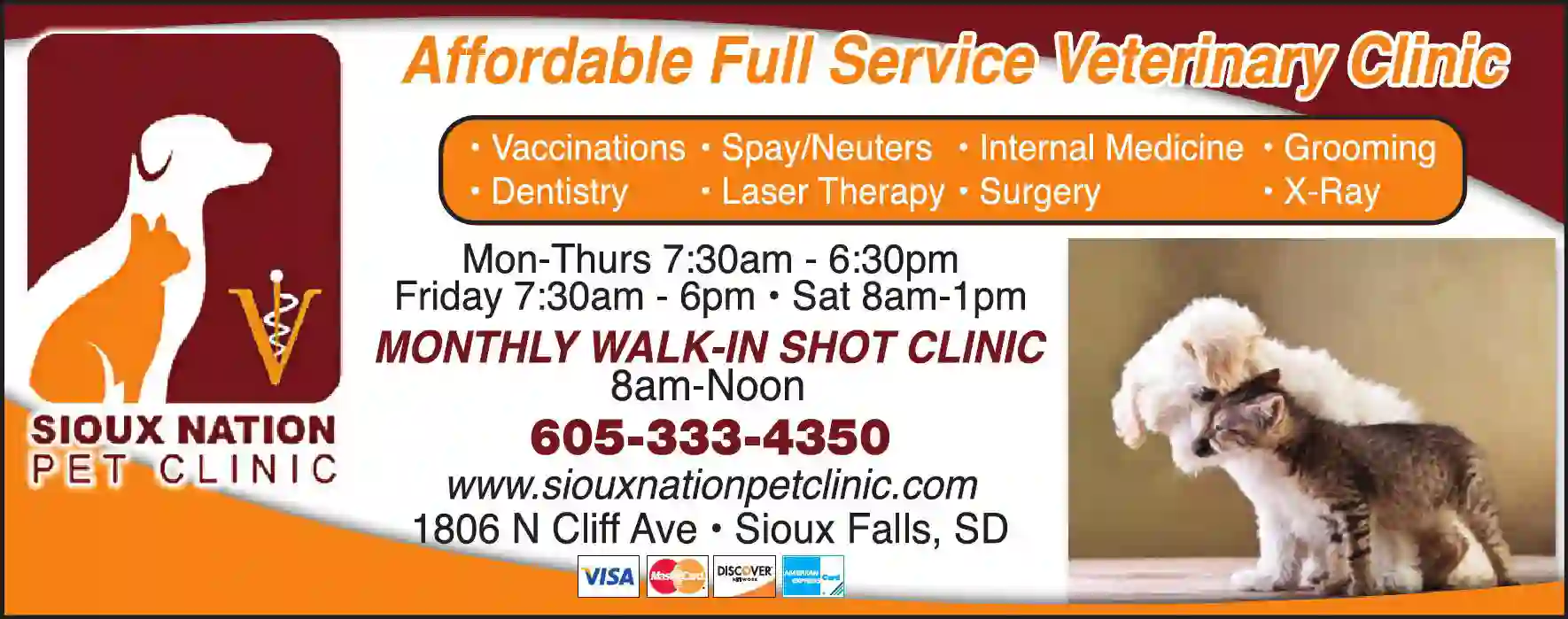 Veterinarians & Hospitals print ad for Sioux Nation Pet Clinic