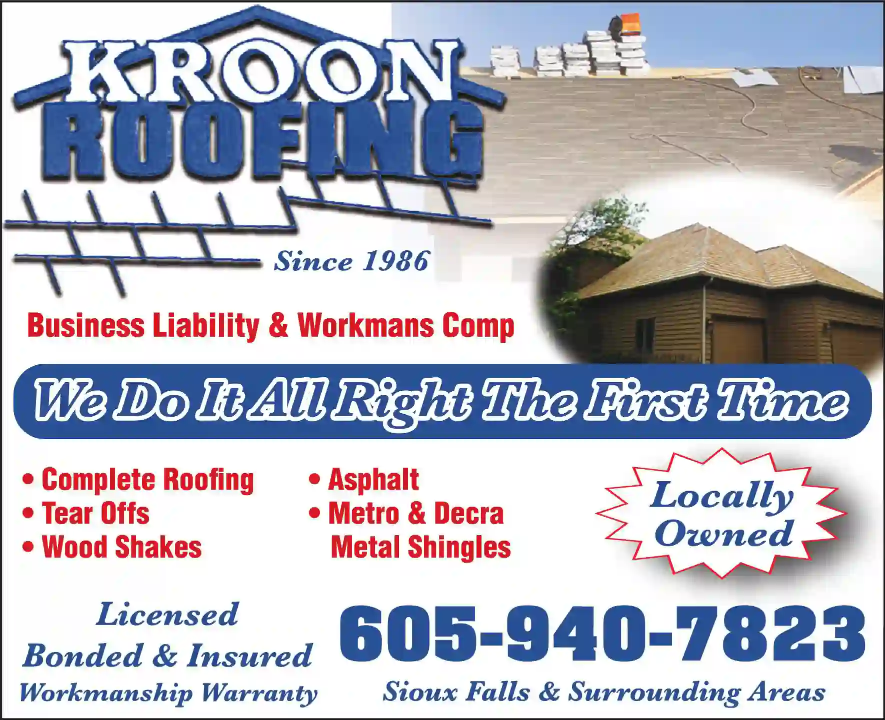 Roofing Contractors print ad for Kroon Roofing & Home Improvement