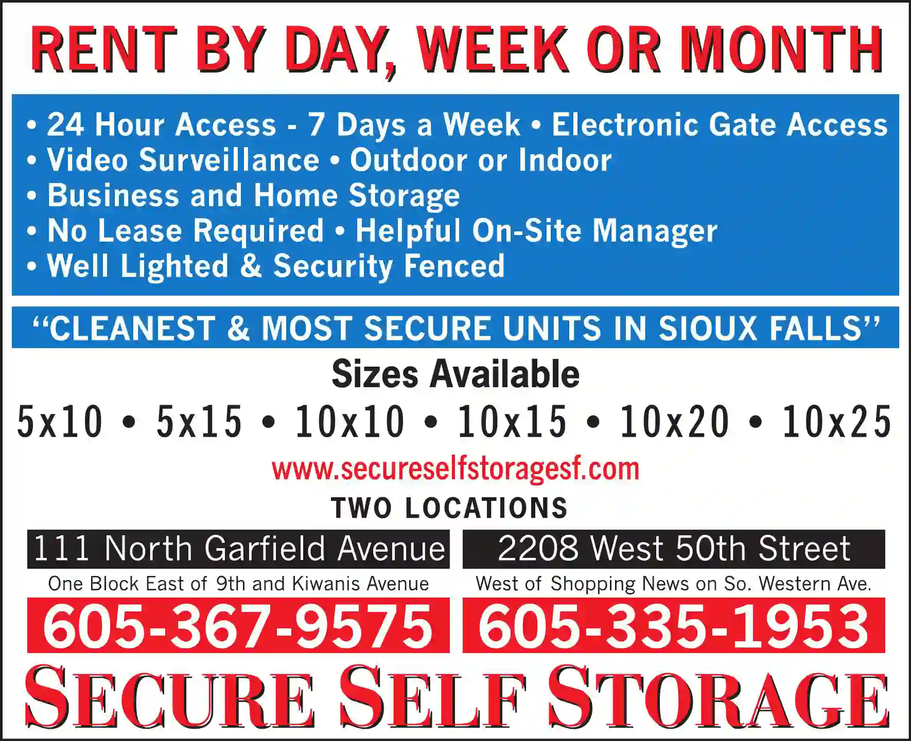 Storage - Household & Commercial print ad for Secure Self Storage