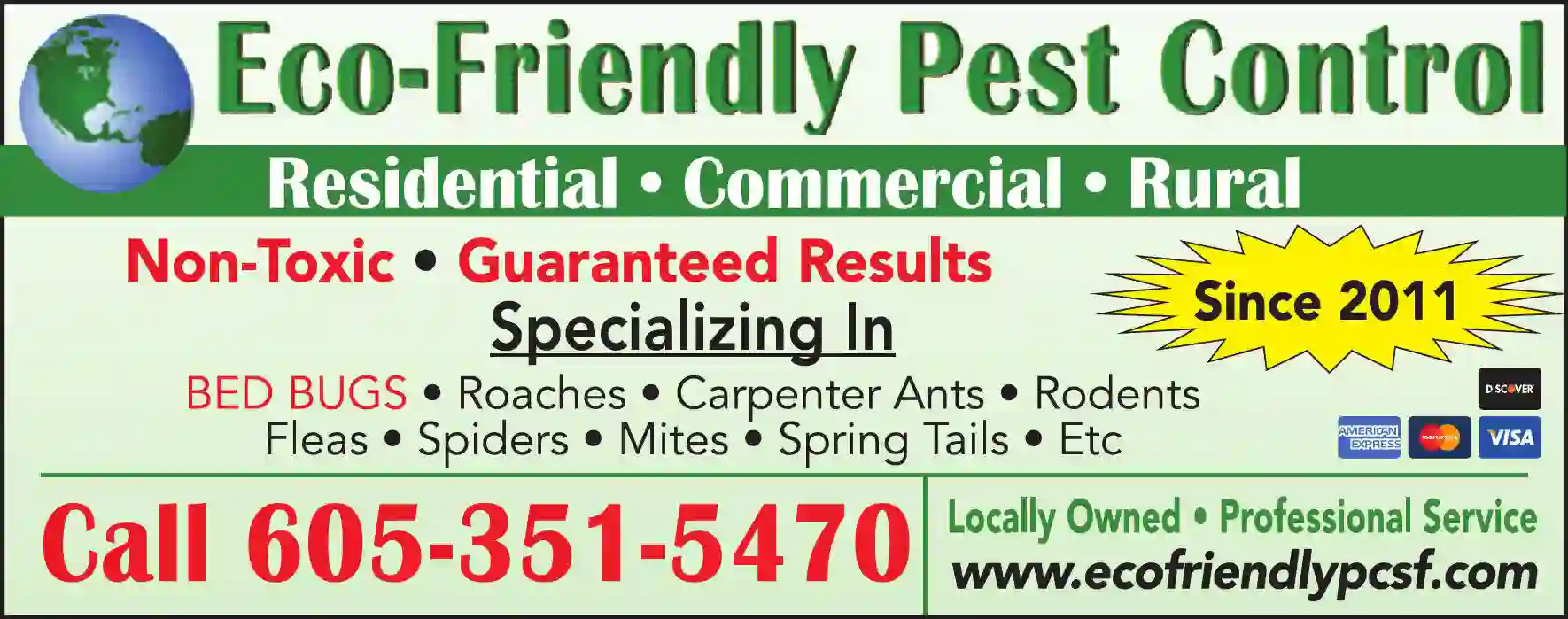 Pest Control Services print ad for Eco-Friendly Pest Control