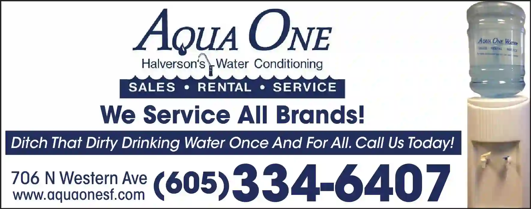 Water Softening & Conditioning Equipment - Service & Supplies print ad for Aqua One By Halverson's Water Conditioning
