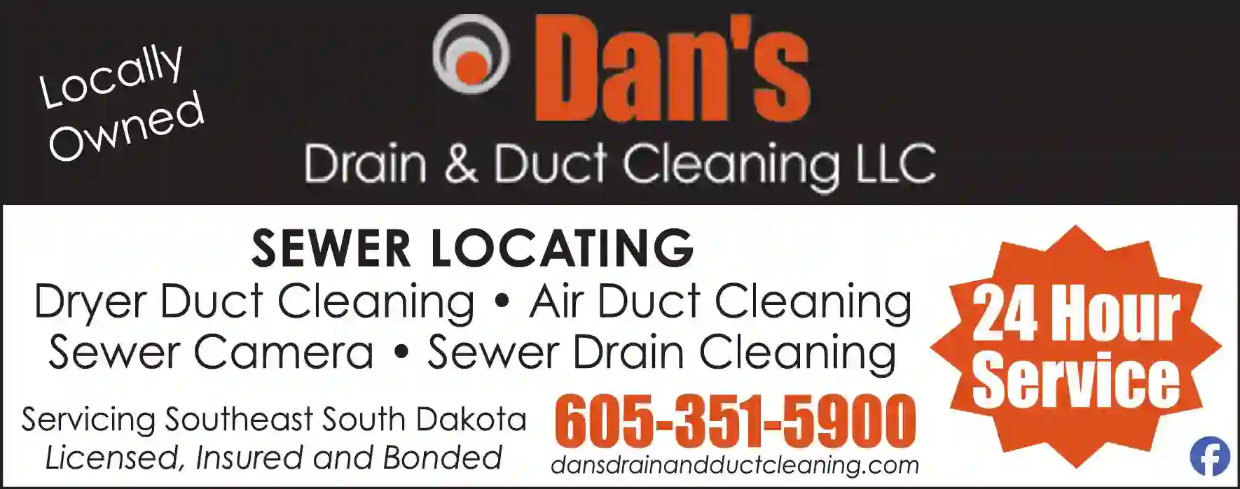 Sewer Contractors & Cleaners print ad for Dan's Drain & Duct Cleaning LLC