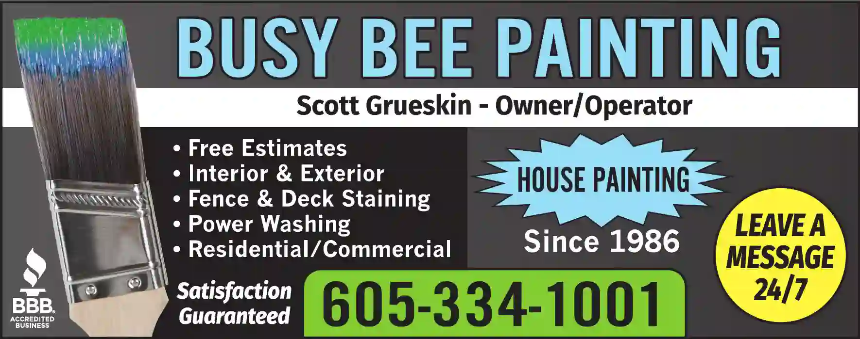 Painting Contractors print ad for Busy Bee Painting