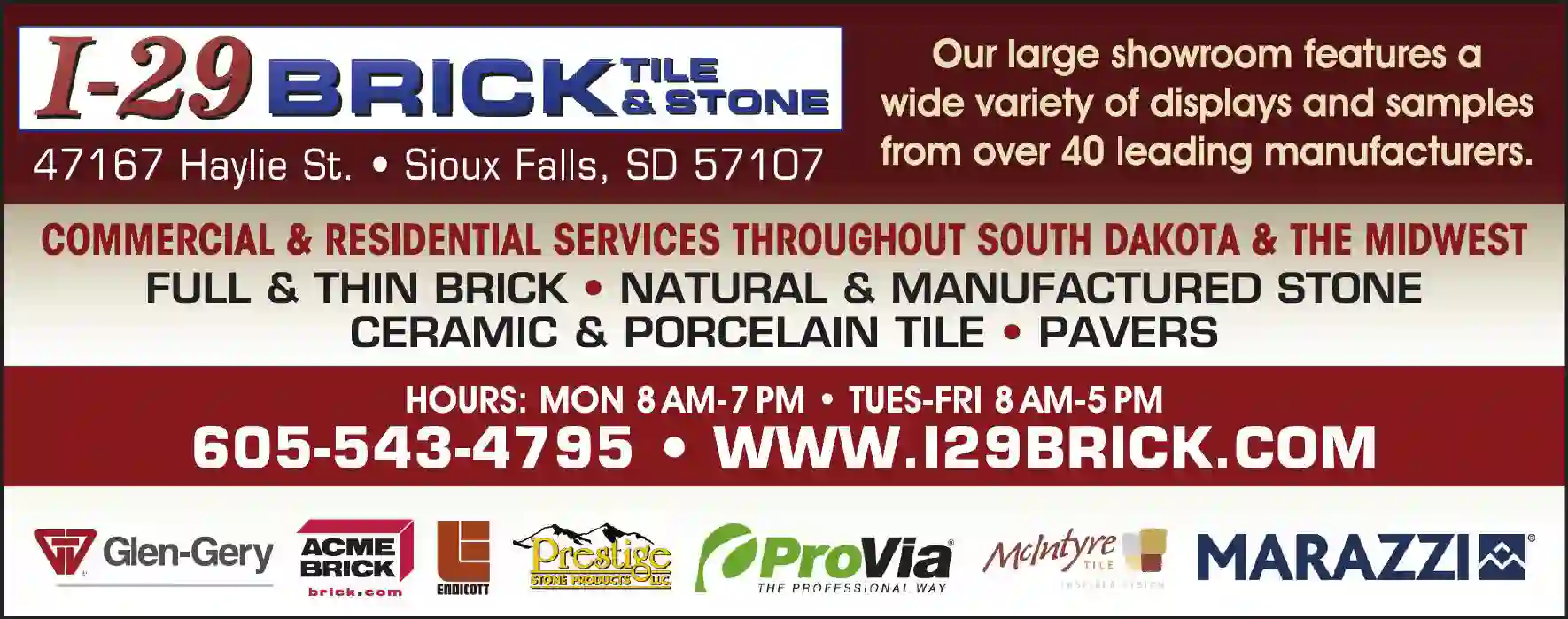 Brick print ad for I-29 Brick Tile & Stone