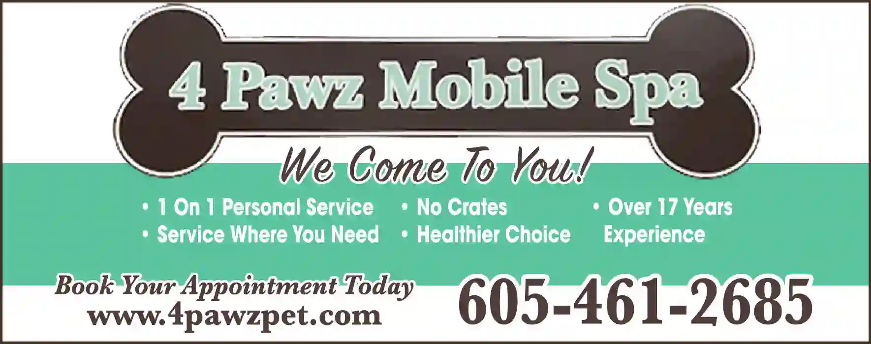 Pet Grooming print ad for 4 Pawz Mobile Spa