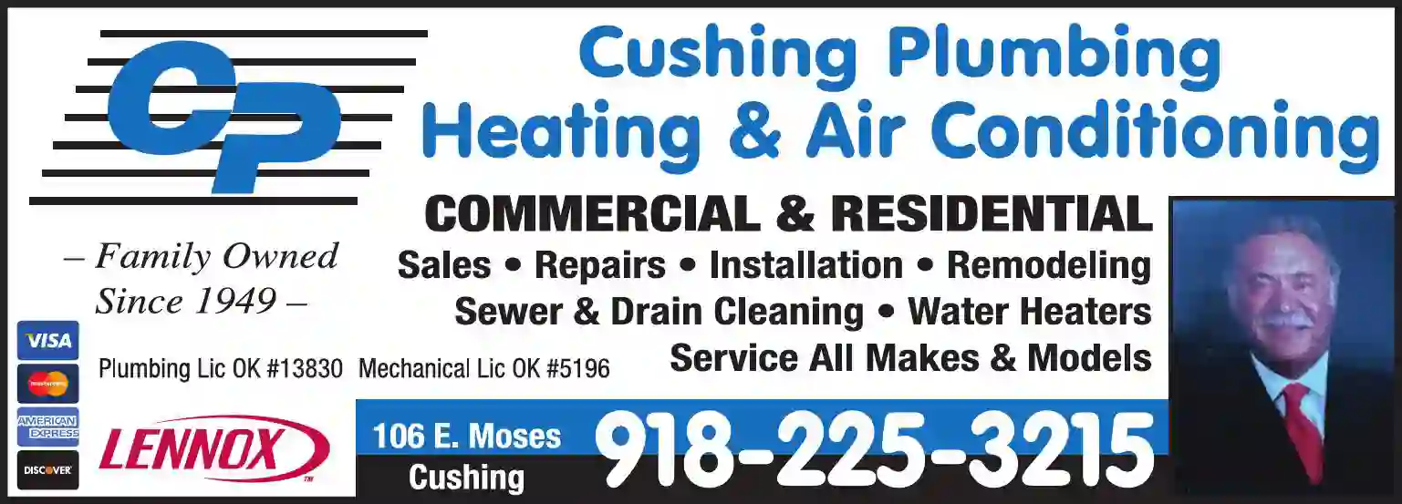 Plumbing Contractors print ad for Cushing Plumbing