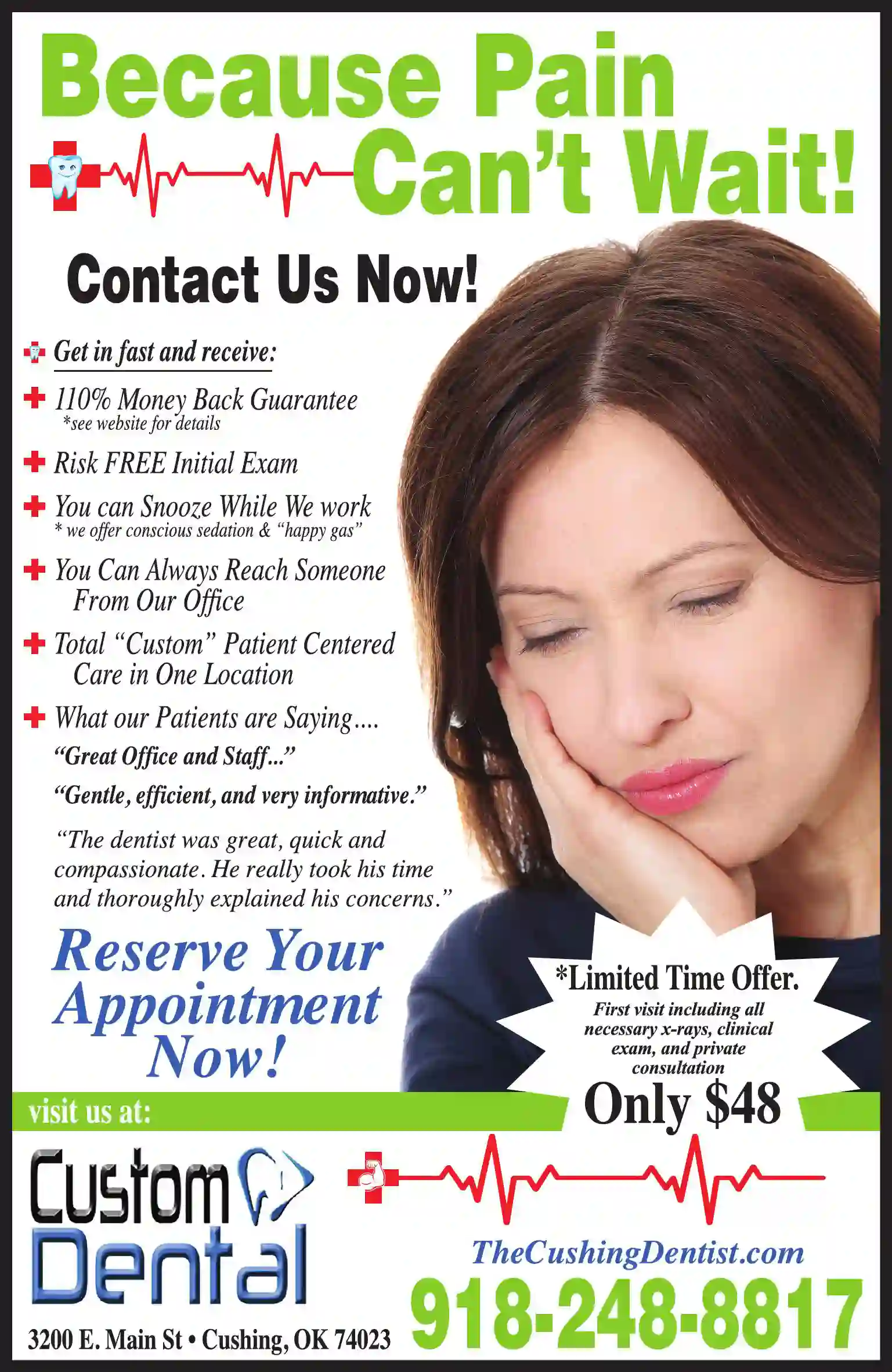 Dentists print ad for Custom Dental