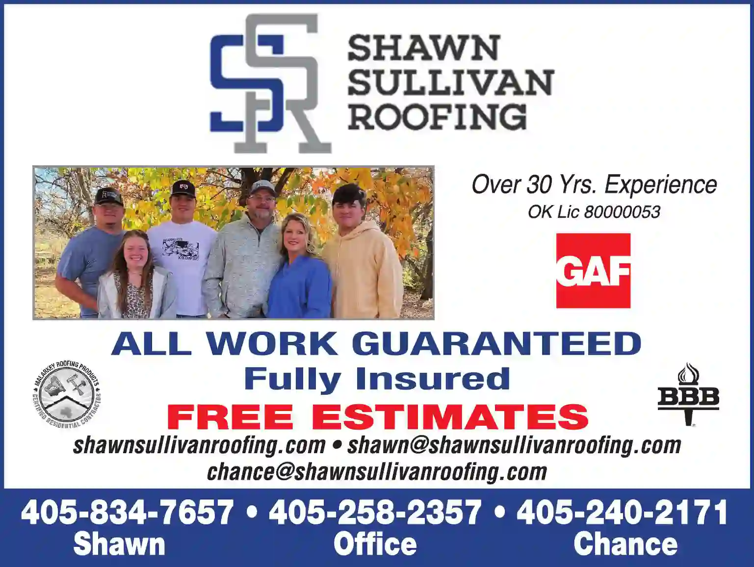 Roofing Contractors print ad for Shawn Sullivan Roofing