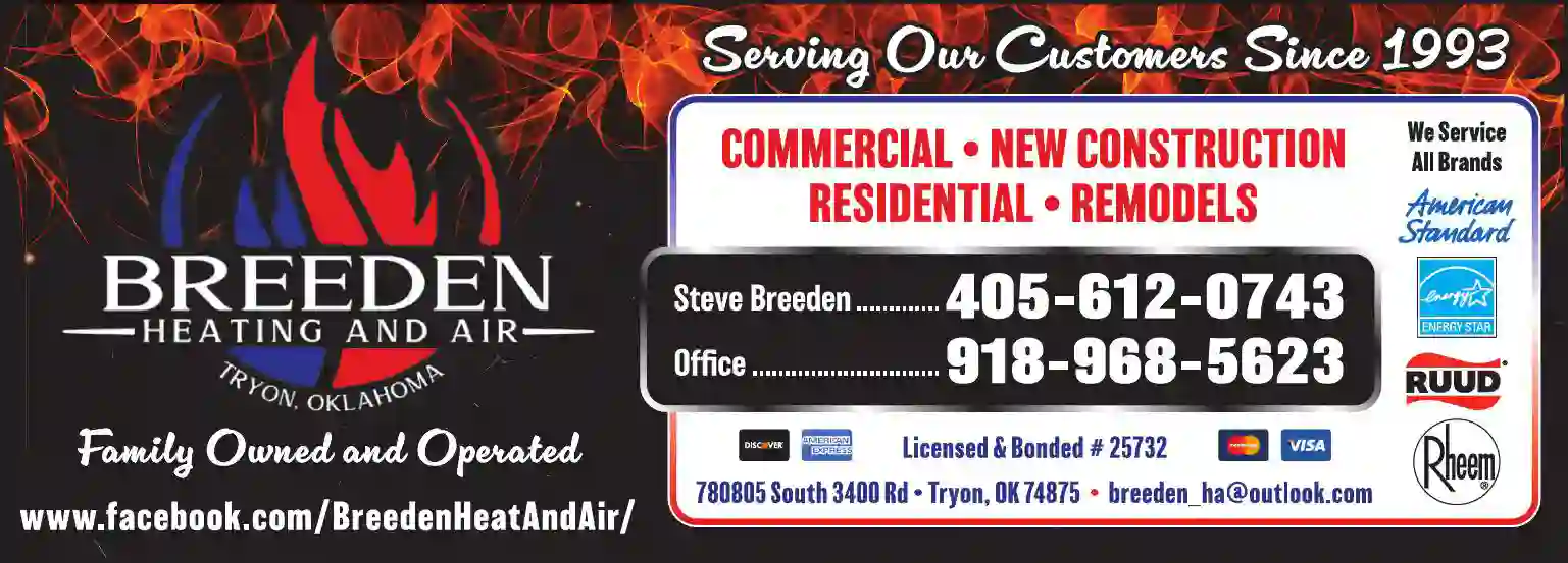 Heating Contractors print ad for Breeden Heat & Air