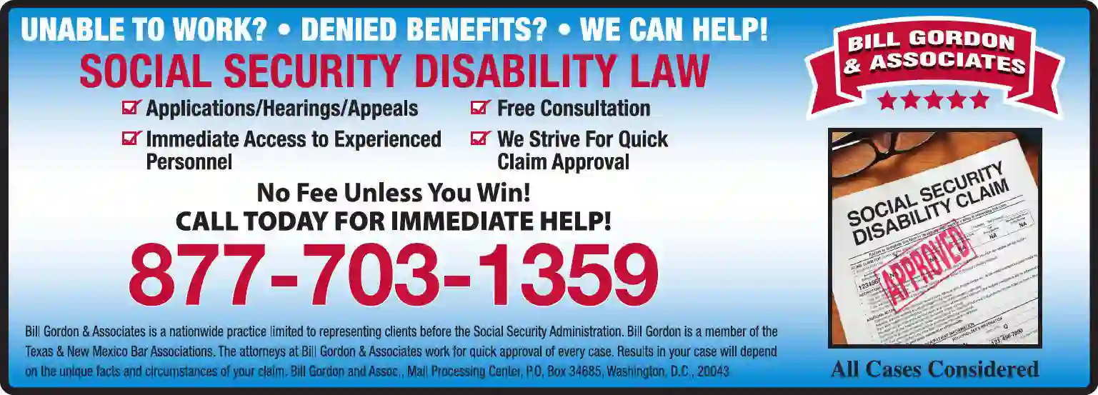 Attorneys print ad for Bill Gordon & Associates