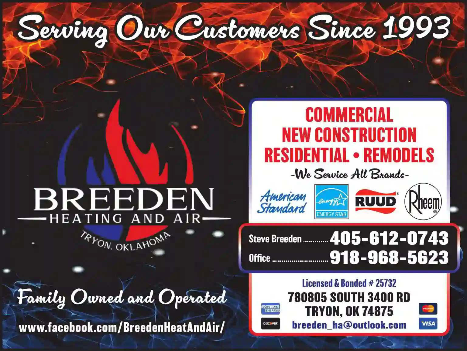 Heating Contractors print ad for Breeden Heat & Air