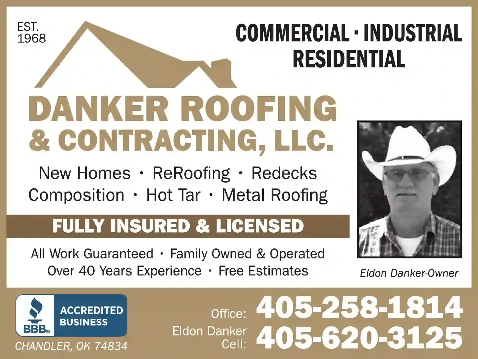 Roofing Contractors print ad for Danker Roofing & Contracting LLC