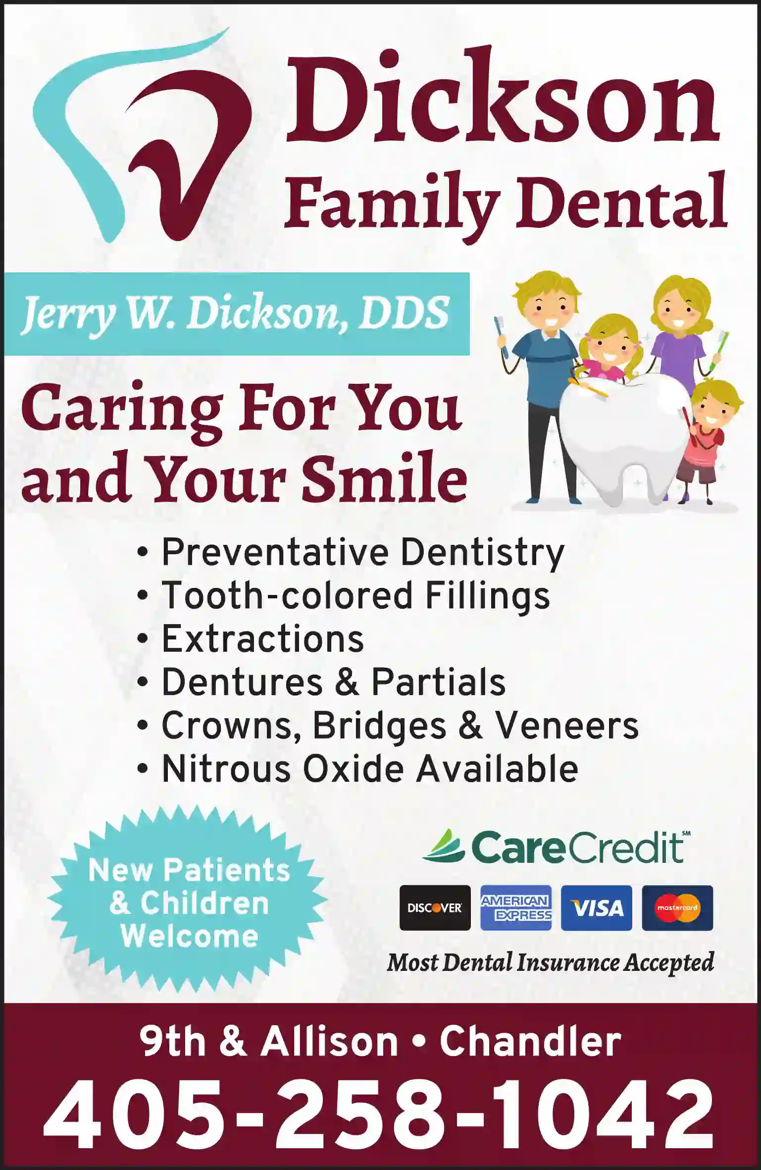 Dentists print ad for Dickson Family Dental