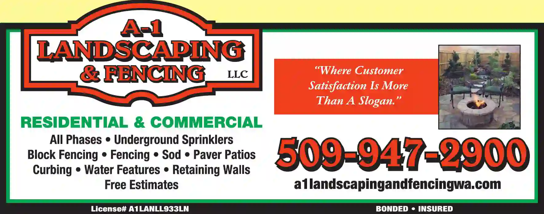 Landscape Contractors print ad for A-1 Landscaping & Fencing LLC