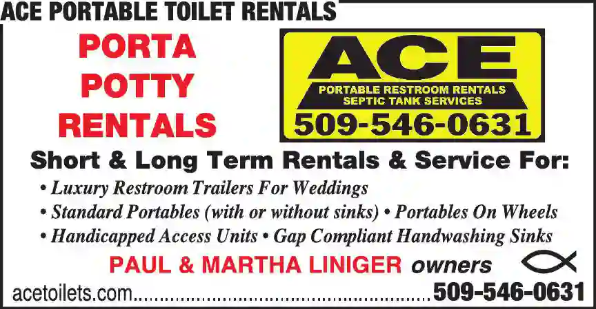 Toilets - Portable print ad for Ace Portable Toilet Rentals