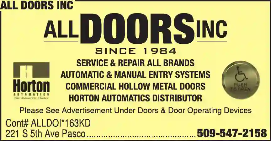 Glass - Plate, Window, Etc print ad for All Doors Inc