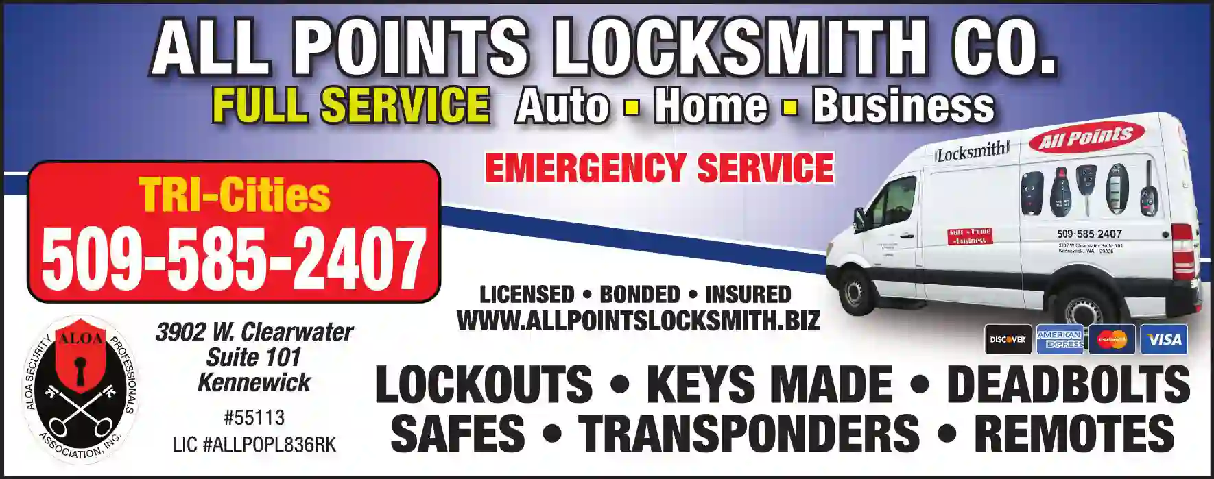 Locks & Locksmiths print ad for All Points Locksmith Company