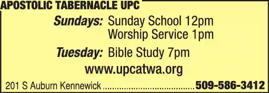 Churches - Pentecostal United print ad for Apostolic Tabernacle UPC