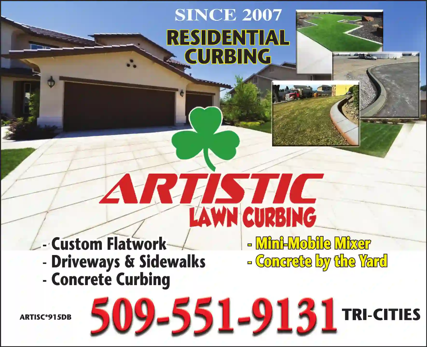 Landscape Contractors print ad for Artistic Lawn Curbing