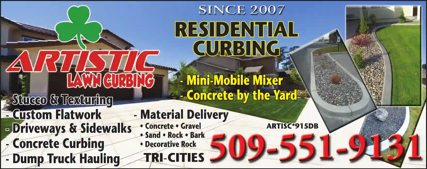 Stucco & Texturing print ad for Artistic Lawn Curbing