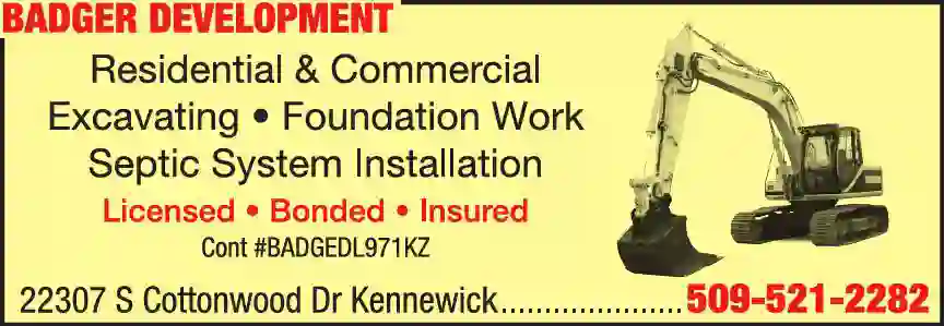 Excavating Contractors print ad for Badger Development