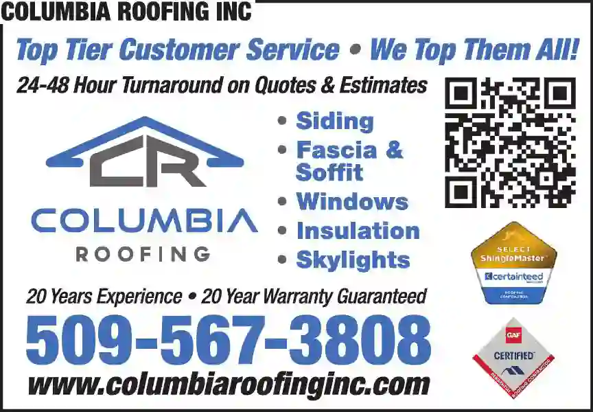 Siding Contractors print ad for Columbia Roofing Inc