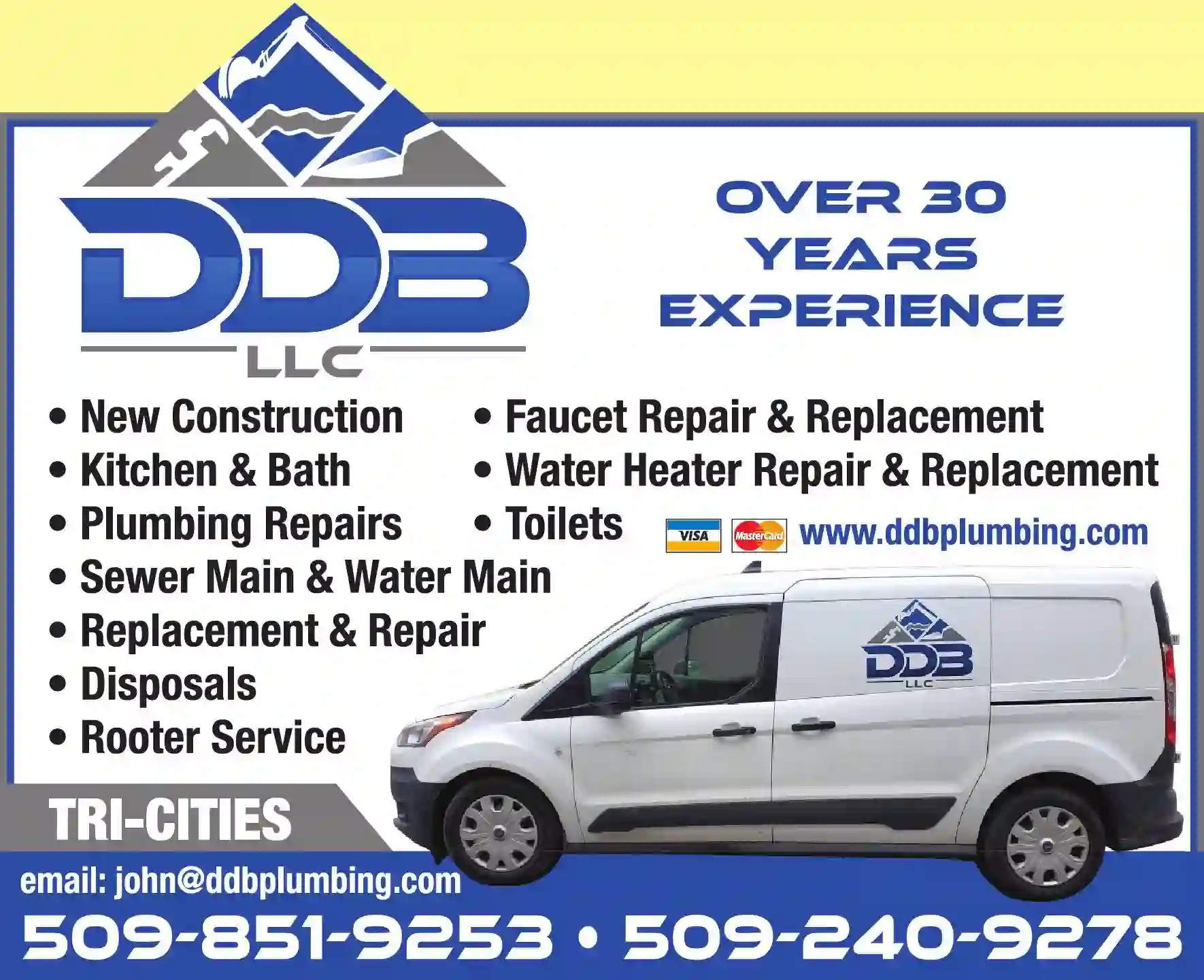 Plumbing Contractors print ad for Ddb Llc